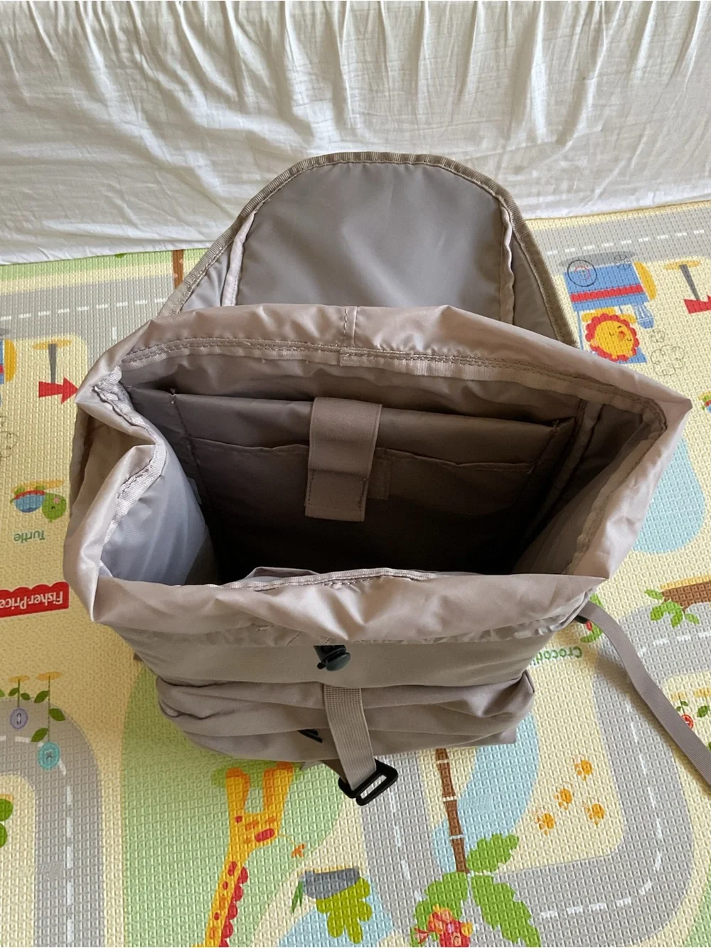 K-Way Beige  Backpack with Front Zip Pocket easily unisex